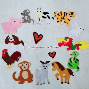Chinese zodiac Felt Set/Zodiac Felt Story/Lunar Chinese New Year Felt Board/12 Animal Puppet/Preschool Activity/Flannel board/Circle Time