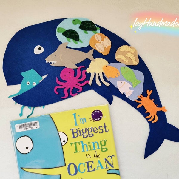 I'm the biggest thing in the ocean Children Story Flannel board story felt set/Felt Board Story/Imagination/Preschool/teaching resource/Kid