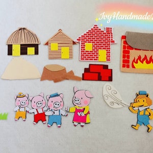 Drei kleine Schweinchen Filz Geschichte/Homeschool/Vorschule/Circle Time Story/Wolf Flanellbrett/Kinder Filzbrett/ECE/klassische Geschichte/phantasievolles Spiel