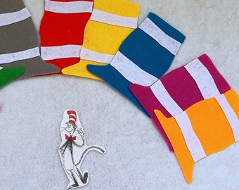 Cat in the Hat Hide&Seek Colored Hat Game Felt Story Activity/Wiggle worm fruit  Flannel Board/Kitty Cat hiding Circle time/ECE/preschool