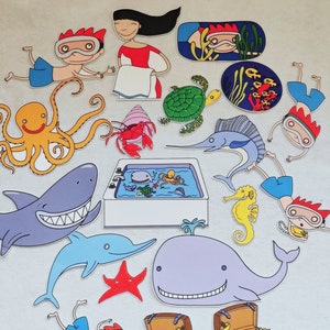 Way Down Deep In the Deep Blue Sea Felt Story/Ocean Flannel board/Preschool/Circle Time/Teaching Resource/ECE/Dramatic play/sea ocean animal