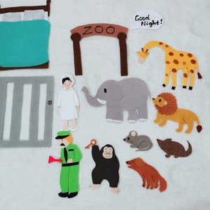 Good Night, Gorilla Felt Board Story/and Friends Say Goodnight Felt Board Story/Felt Zoo Animal/Zoo Theme/Teacher Resource/Bedtime/Preschool
