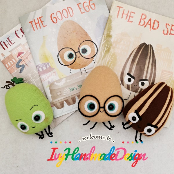 The good egg story plush Toy/Bad seed felt story book/Stuffed sour grape puppet/Stuffed fleece food buddy/nursery decor/Kid Gift/Photo prop