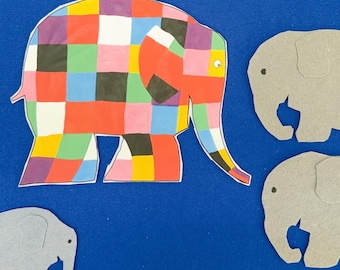 Elmer/The Story of a Patchwork Elephant/felt story set/teaching resource/Flannel Board/Felt Board Activity Set/Imagination/Preschool