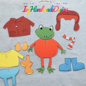 Froggy kleedt zich aan Viltbordactiviteit/flanelbord/Verbeelding/Kleuterschool/Creatief spel/Verkleden Froggie/ECE/dramatisch spelen/cirkeltijd