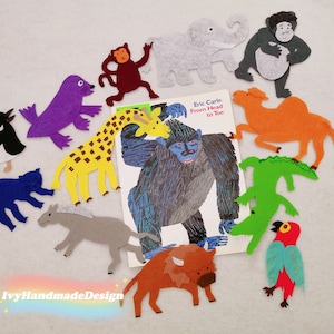 From head to toe Felt Story/Flannel board/Circle Time/Teaching Resource/Dramatic play/animals/ece/Movement activity story book/Preschool/kid