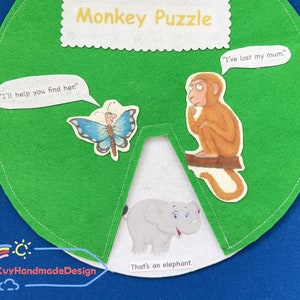 Affe Puzzle Rad Spiel Flanellbrett / Filz Spinner Brett / Kreiszeit / Filz Geschichte Homeschool Kinder Klassenzimmer Dekor / Kinder- / Muttertagsgeschichte / ECE