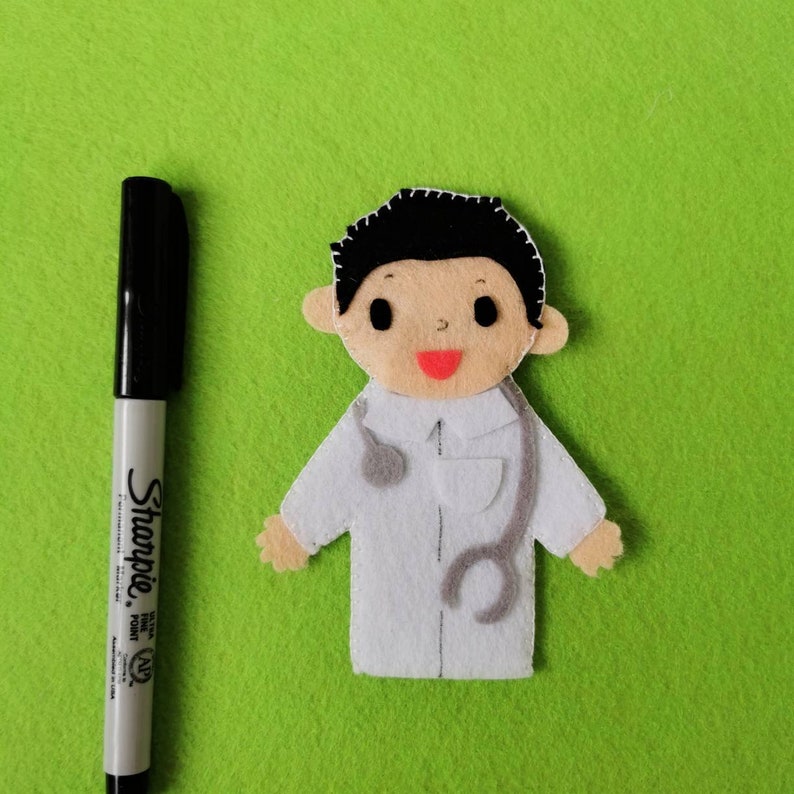 Doctor Nurse Patient Job Finger Puppet/community Helper Flannel Felt ...