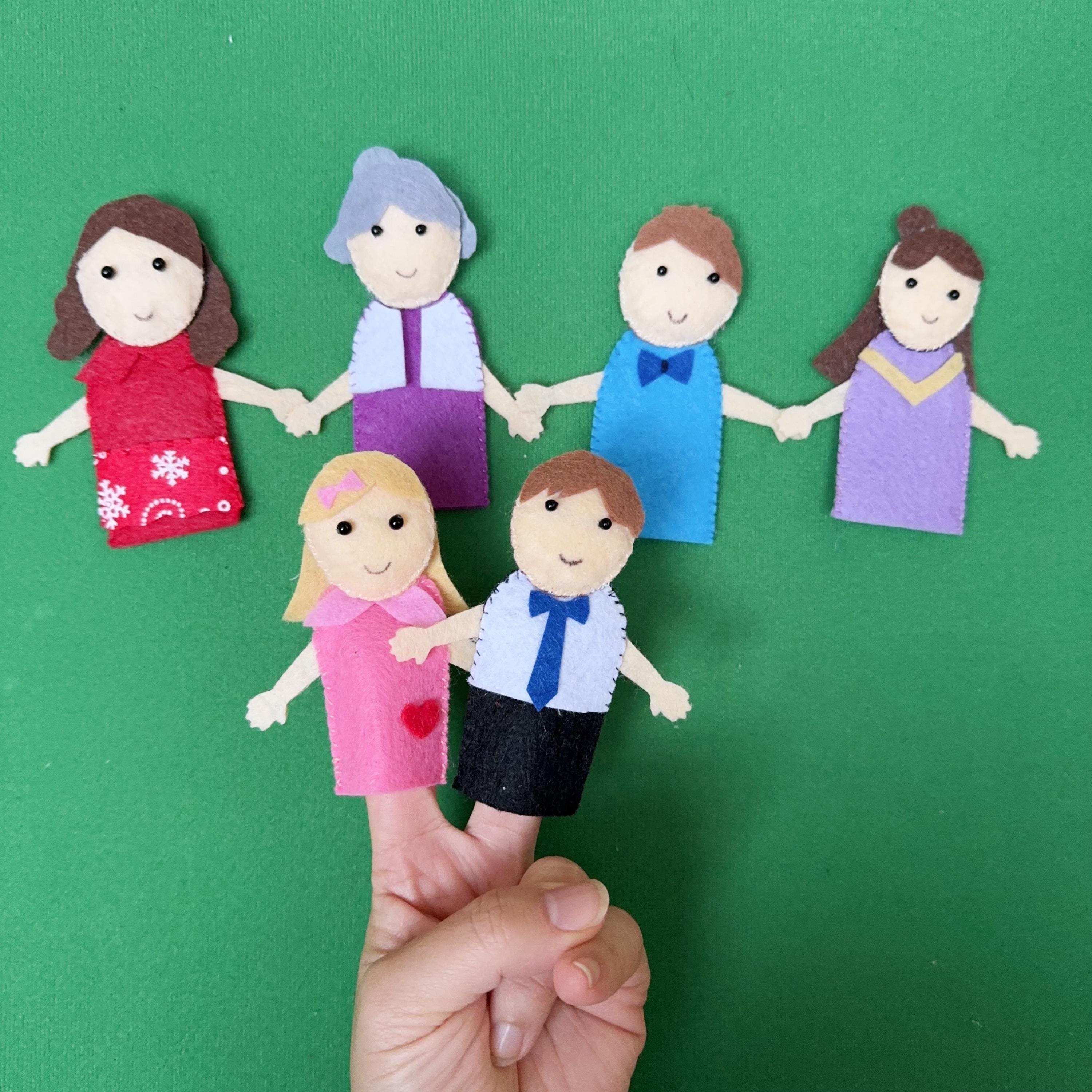 Family Ruppet Family Finger Puppet/handmade Happy Family Felt Finger Puppets/diy ...