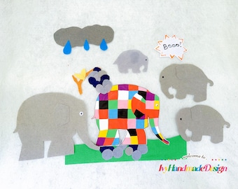 Elmer the Story of a Patchwork Elephant felt Story Set teaching Resource flannel Board felt Board Activity Set imagination preschool Etsy Canada