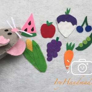 LUNCH Mouse Children&#39;s Flannel Board Felt Set/Felt Board Story Set/Food theme/Preschool/Creative Play/Circle Time/Teaching Resources