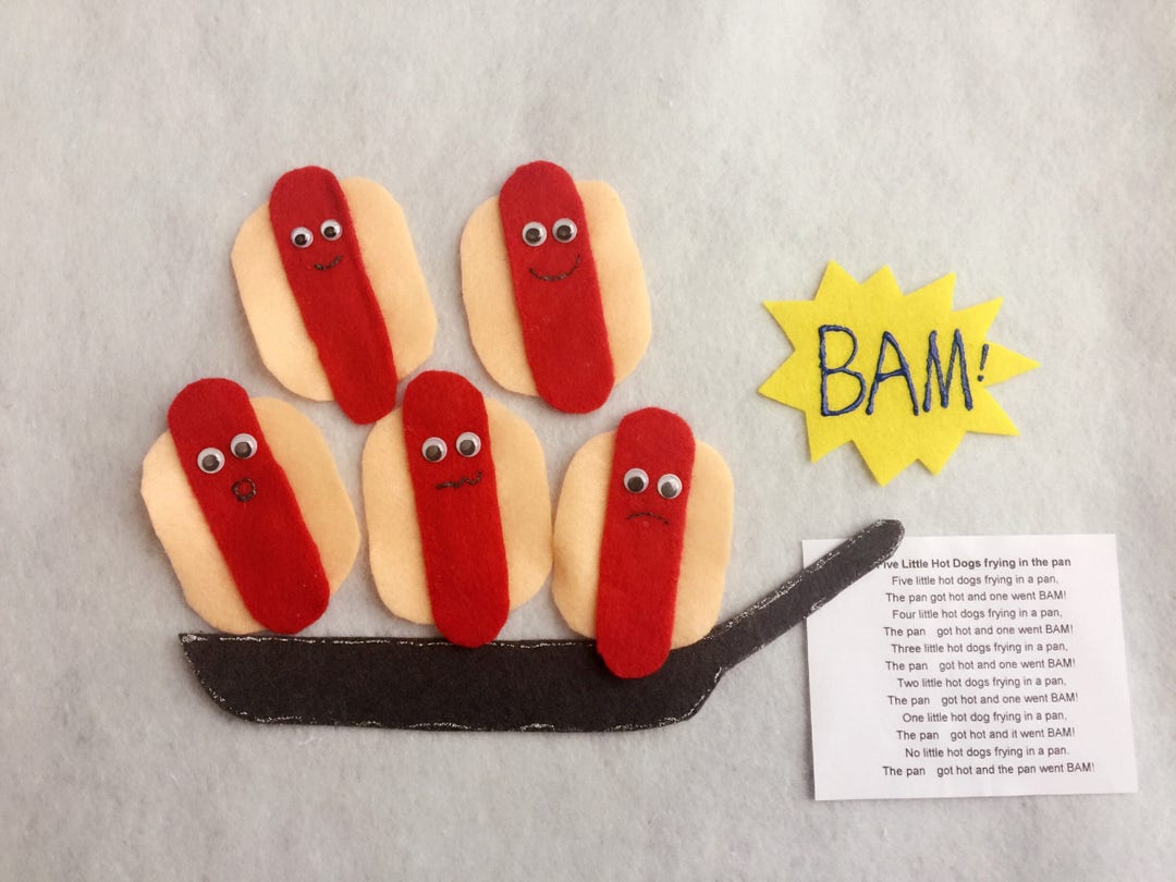 Five Little Hot Dogs Frying in the Pan Felt Board Set/rhyme - Etsy