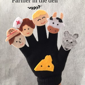 Vijf kleine pompoenen/bijen/sneeuwvlokken/gespikkelde kikkers/vissen/apen/eenden/appels/oude McDonald had een boerderij Finger Play Glove/Felt Puppet Glove afbeelding 9