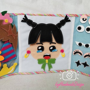 Funny face Busy Book/Quiet Book/Feeling educational activity/Role-playing/Toddler play book/Emotion/Personalized gift/Learning/Sensory book
