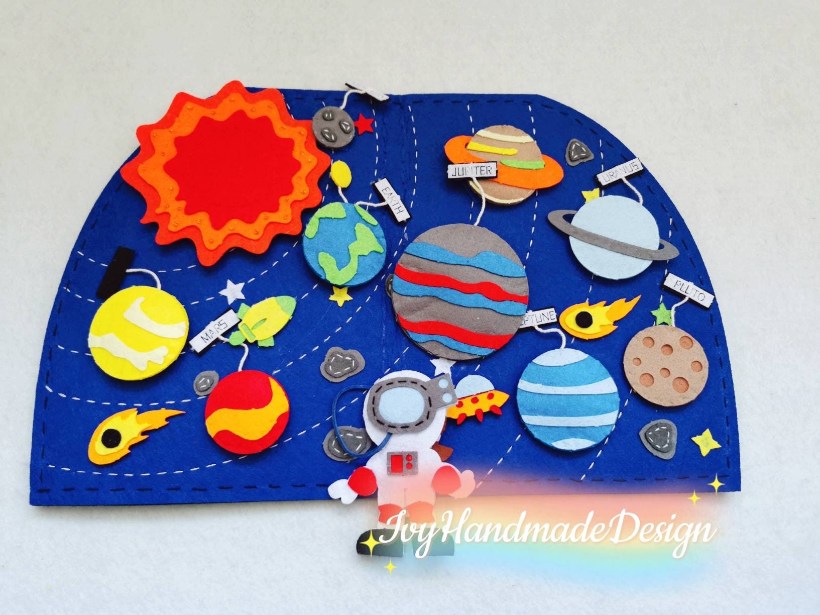 Planets Solar System Felt Book/My space book/Outer Space/Astronaut/Montessori activity book/Personalized gift/ECE Learning/Sensory BUSY book