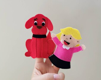 Histoire en feutre de Clifford le grand chien rouge et Emily/Marionnettes à doigt/Panneau de flanelle/EPE/Heure du cercle/Heure du conte/Ressource pour l'enseignant/Jeu créatif/Cadeau pour enfant