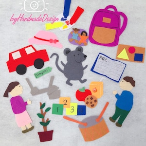 Mouse's First Day of School Felt Story/Flannel board/Preschool/Teacher Story/Circle Time/Teaching Resource/Felt Animals/ECE/Dramatic play