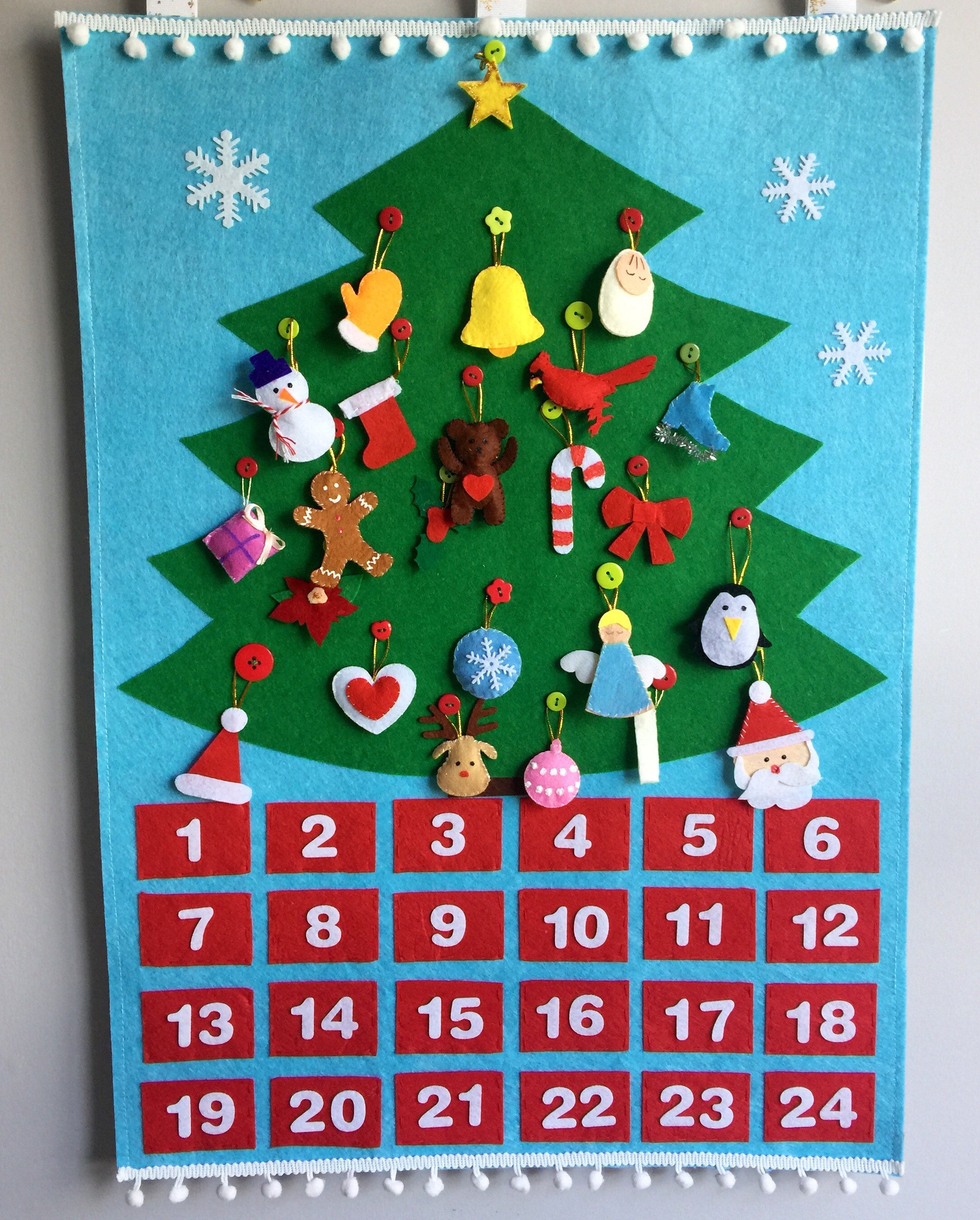 Christmas Tree Fabric Advent Calendar Felt Wall Mat With 24 Etsy UK