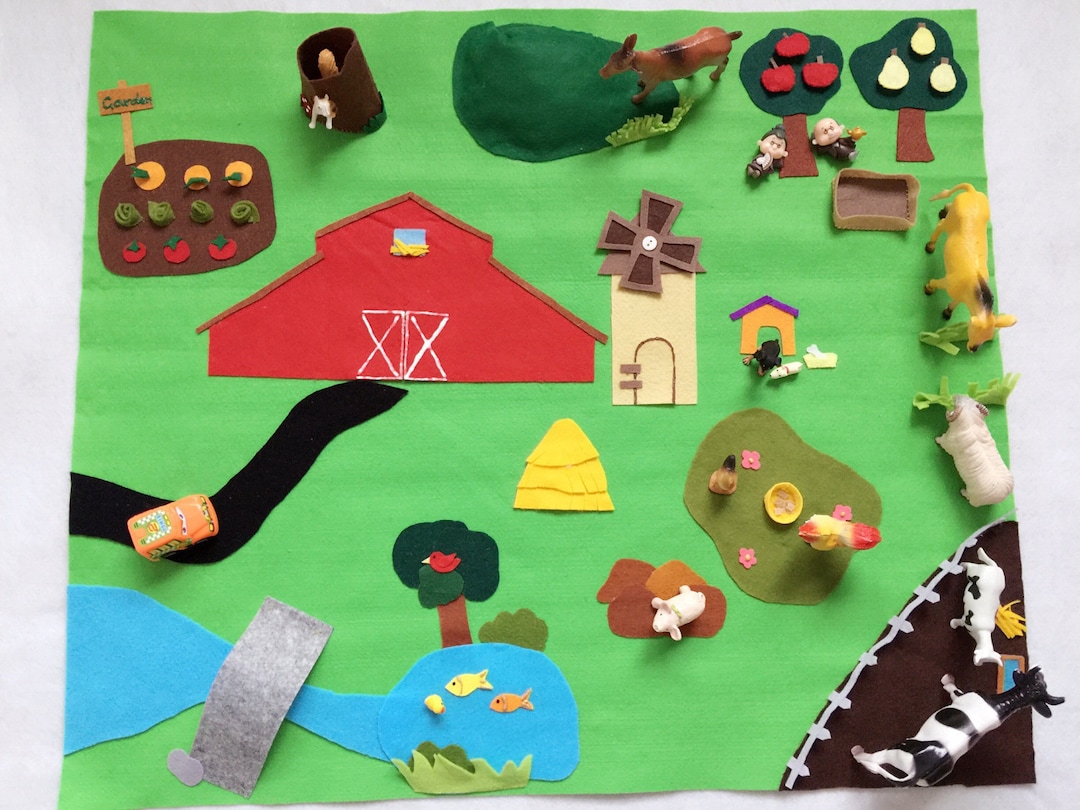 3D Felt Farm Large Playmat/farm Play Scape/roll-up Farm Animal
