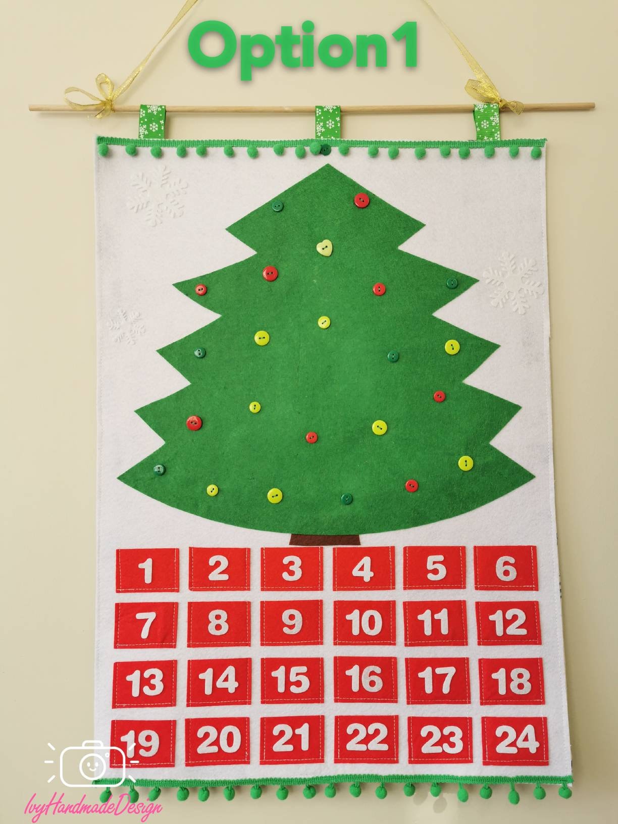 Christmas Tree Fabric Advent Calendar Felt Wall Mat With 24 Etsy UK