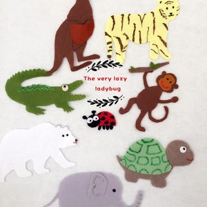 La mariquita muy perezosa: cuento de fieltro, tablero de fieltro/franela, imaginación, preescolar, recurso didáctico, hecho a mano, animales, actividad de fieltro