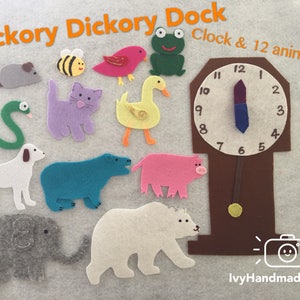 Hickory Dickory Dock Felt set/Preschool Activities/Flannel board/Felt Story Board Set/Circle Time/Learning/Teaching How to Tell Time/Clock
