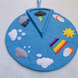 Weather Calendar/Montessori Weather Wheel Game/Weather Chart Felt Board/Circle Time/Felt story/Waldorf Homeschool Kids Classroom Decor