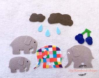 Elmer/The Story of a Patchwork Elephant/felt story set/teaching resource/Flannel Board/Felt Board Activity Set/Imagination/Preschool