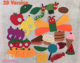 The Very Hungry Caterpillar Felt Food Set/Finger puppet/Felt Board/Flannel Board/Education/Preschool/Creative Play/Teaching Set/Circle Time