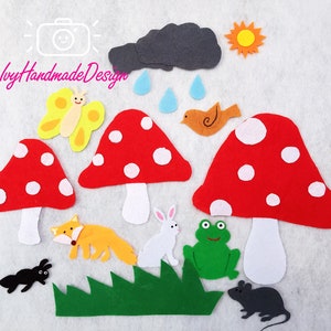Mushroom In The Rain Felt Board Story/Flannel Board Story/Circle Time/Storytime Activity/Preschool/Teacher Resource/ECE/Felt animal/kid gift