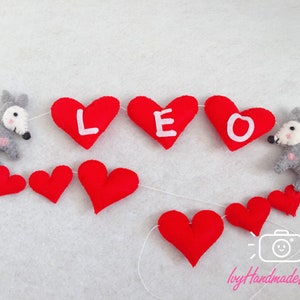 Deer garland/woodland Needle Felt/Reindeer Rudolf Kid room nursery decor/Baby Shower/Animal crib bunting/photo prop/Personalized name sign