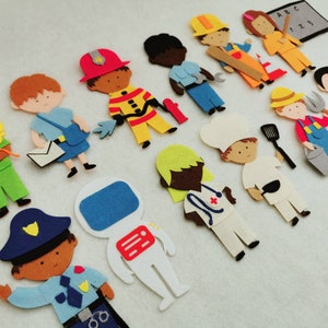 Community Helpers Felt Board/Policeman/Fireman/Chef/Nurse multicultural/diversity/Flannel Board Felt story/ECE/Storytelling Set/kids