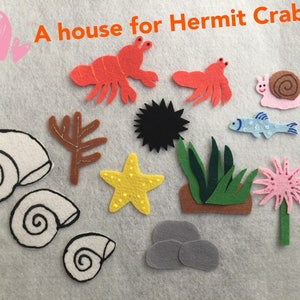 A House for Hermit Crab Flannel Felt Board Story/Flannel Board/Imagination/Preschool/Creative Play/teaching resource/Felt Board Activity image 1
