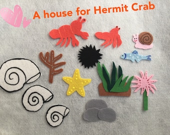 A House for Hermit Crab Flannel Felt Board Story/Flannel Board/Imagination/Preschool/Creative Play/teaching resource/Felt Board Activity