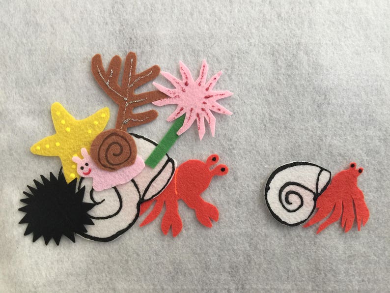 A House for Hermit Crab Flannel Felt Board Story/Flannel Board/Imagination/Preschool/Creative Play/teaching resource/Felt Board Activity image 3