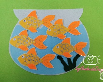 Five Fancy Goldfish at the pet store Flannel Felt Story/Preschool Felt Set/Teacher Story/numbers/Circle Time/Teaching Resource/Felt Animals