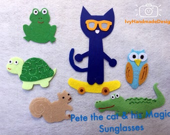 Pete the Cat and His Magic Sunglasses Felt Board Story/Circle Time/Flannel Board/Preschool/Creative Play/Felt story/Handmade Felt/Imaginatio