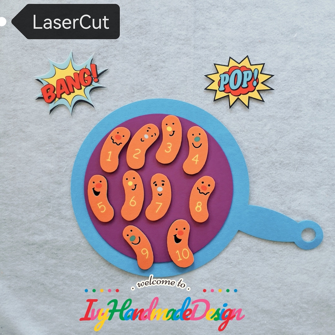 Five Little Hot Dogs Frying in the Pan Felt Board Set/10 Hot Dogs ...