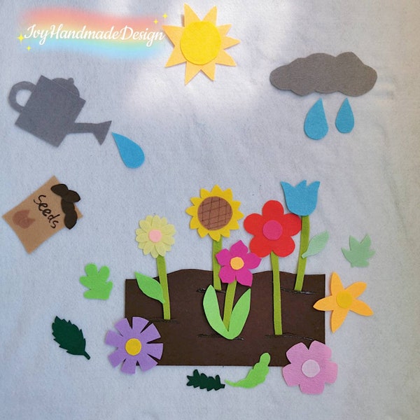 Grow a Plant flannel board/Flowers Felt story/out in garden/spring/senses theme/ECE/Circle Time/TEACHING resource/story time/dramatic play