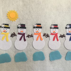 Five little snowmen Felt Story/Circle Time/Flannel Board/Preschool/Creative Play/Winter theme/Teaching Resource/Preschool/Creative Play
