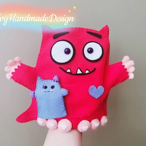 Love Monster Felt Hand Puppet/friend Finger Puppet Felt Toys/handmade/Circle Time/Felt story/monster Prop/Felt board rhyme/Teacher Resource