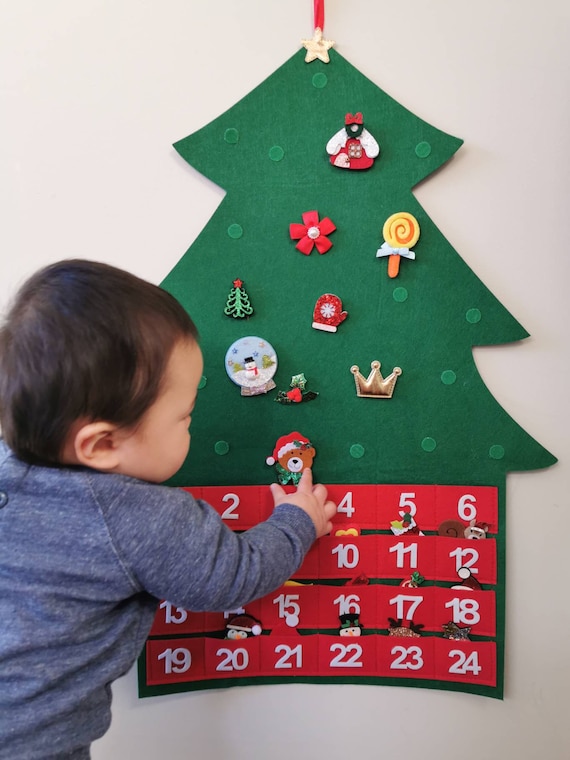 Weihnachtsbaum Stoff Adventskalender Filz Wandmatte mit 24