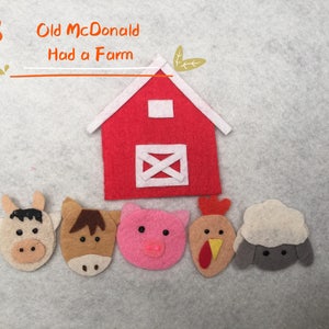 Vijf kleine pompoenen/bijen/sneeuwvlokken/gespikkelde kikkers/vissen/apen/eenden/appels/oude McDonald had een boerderij Finger Play Glove/Felt Puppet Glove afbeelding 6