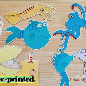 História do peixe Pout Pout para crianças História do quadro de flanela Conjunto de feltro/História do quadro de feltro/Imaginação/Pré-escola/Criativo/Recurso de ensino/Fantoche de mão