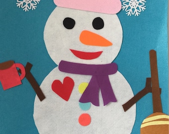 DIY Felt Snowman or Christmas Tree Wall Hang Game Kids Toy Decoration.  Option to Have It Personalized With Names 