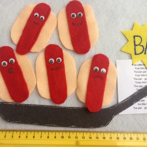 Five Little Hot Dogs Frying in the Pan Felt Board Set/10 Hot Dogs ...