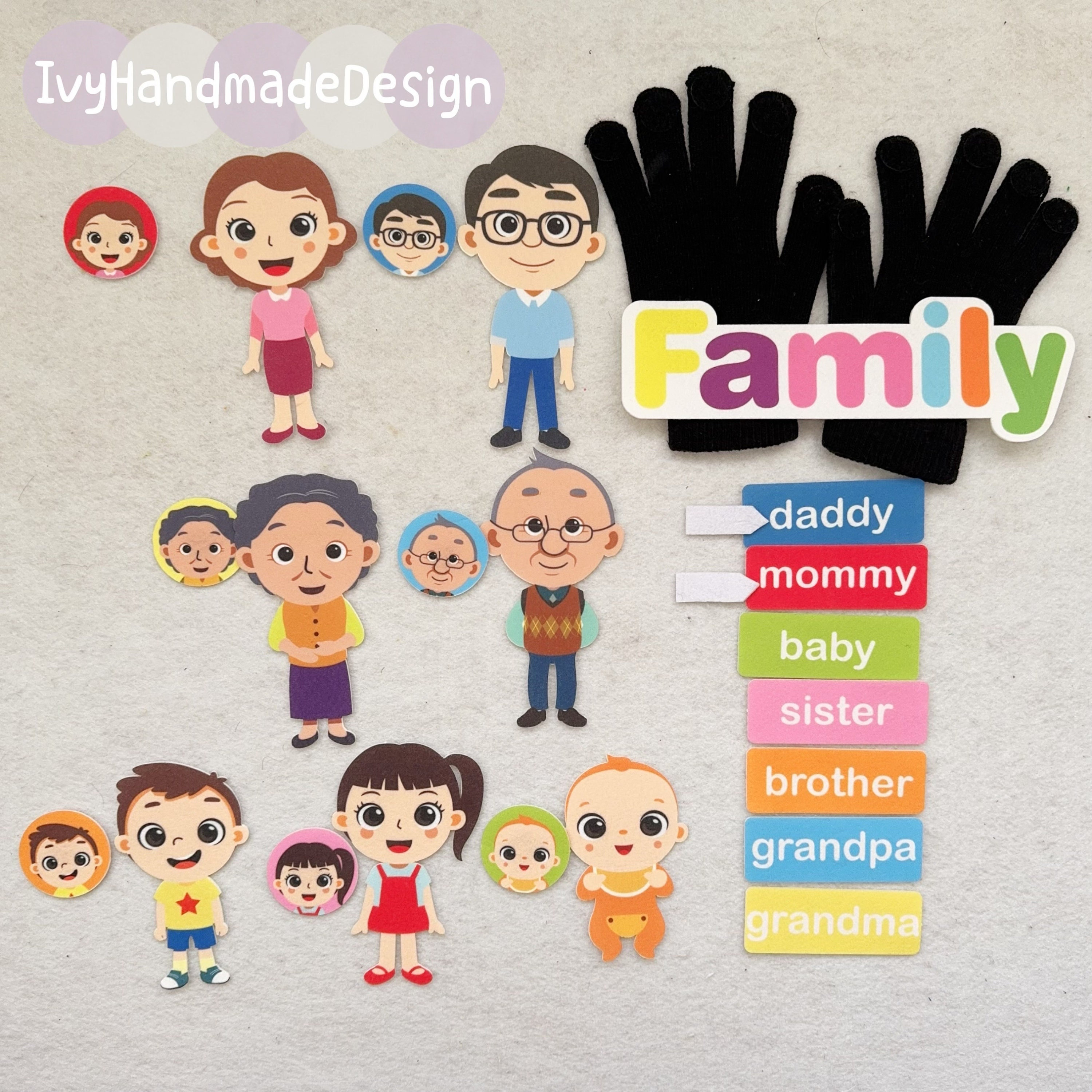 familiar 指人形 Laser-cut Family Finger Puppets/bingo Daddy Fingers Glove