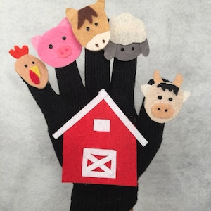 Vijf kleine pompoenen/bijen/sneeuwvlokken/gespikkelde kikkers/vissen/apen/eenden/appels/oude McDonald had een boerderij Finger Play Glove/Felt Puppet Glove afbeelding 8