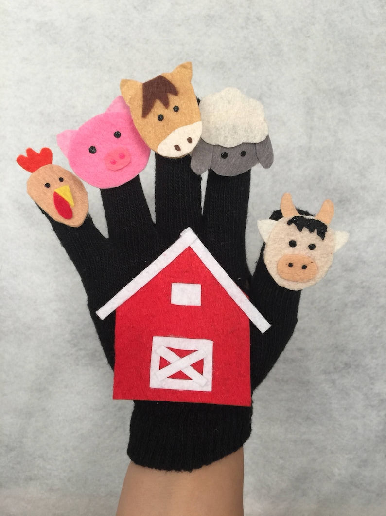 Vijf kleine pompoenen/bijen/sneeuwvlokken/gespikkelde kikkers/vissen/apen/eenden/appels/oude McDonald had een boerderij Finger Play Glove/Felt Puppet Glove afbeelding 8