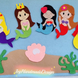 Mermaids Felt Set/5 little Mermaids Flannel Board/Teaching Resource/counting/Circle Time/Preschool Story time/Magical Seashell/ECE/Pearl